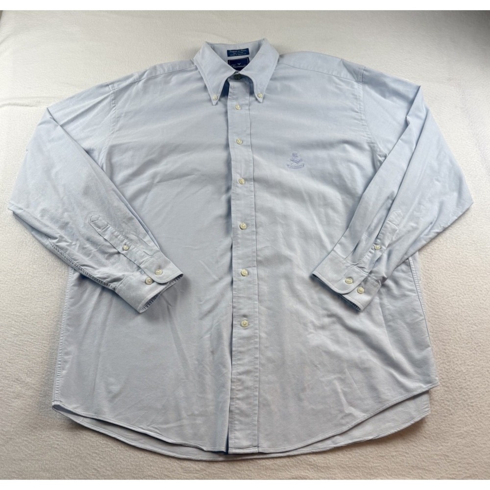 Faconnable Button Down Shirt Men's L Light Blue Cotton EUC